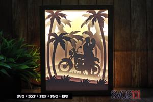 Cute Couple Kissing Shadow Box SVG 8x10