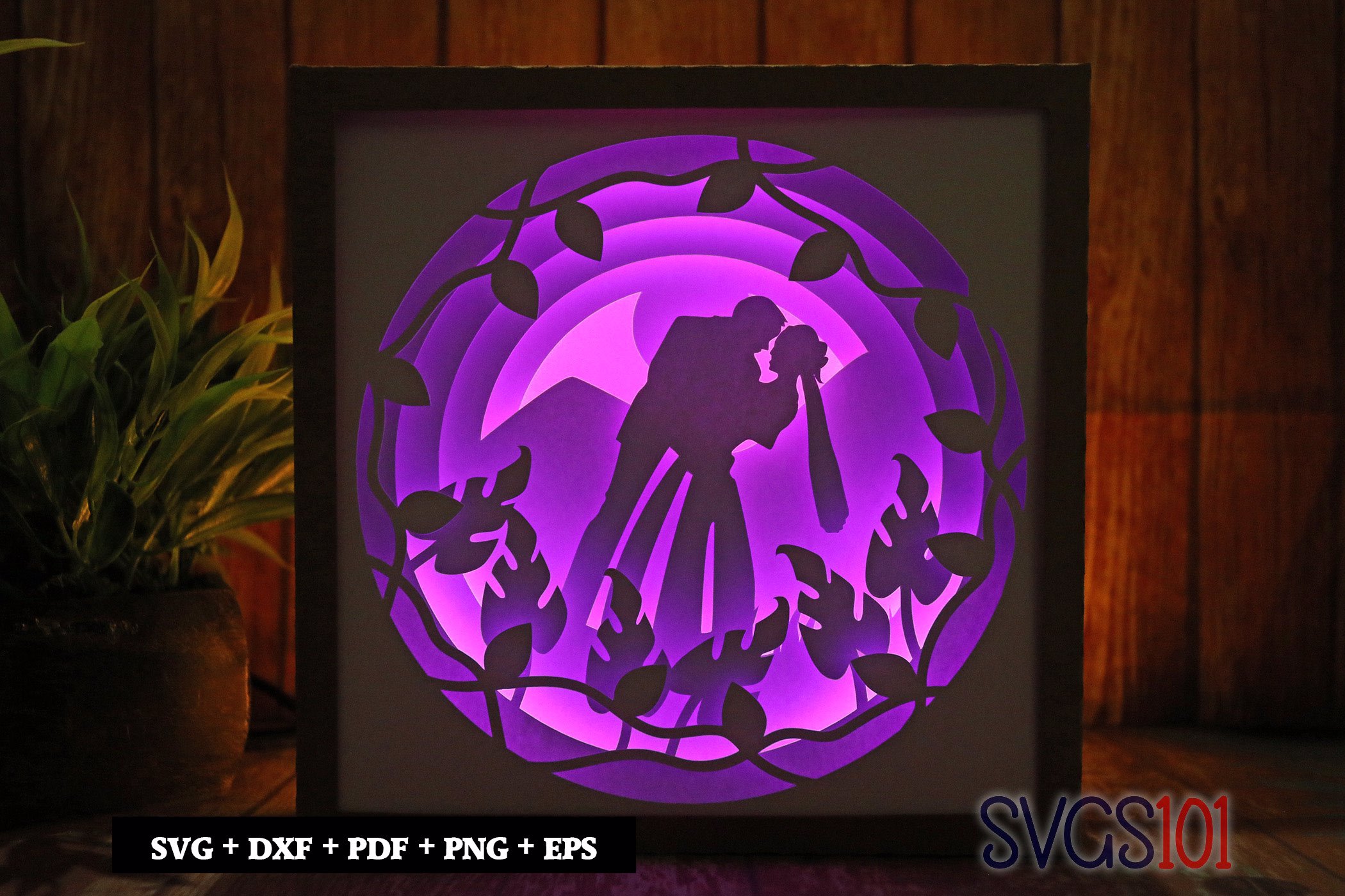 Pleasing Kissing Scene DIY Shadow Box Light Box 8x8, 12x12