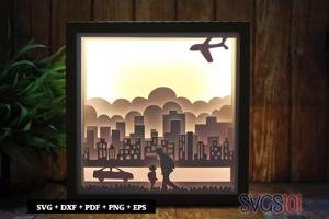 Old Man with his Kid Square Shadow Box SVG 8x8 10x10 12x12