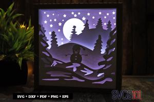 Christmas Snowman Shadow Box Light Box 8x8, 12x12