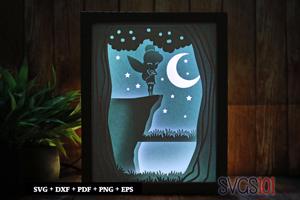 Fairy on Mountain Top Shadow Box 8x10 Rectangle