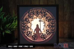 Holy Lord Shiva LED Light Box Shadow Box Square 8x8, 12x12