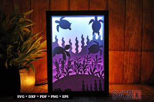 Lovely Turtles Shadow Box 5x7 Rectangle