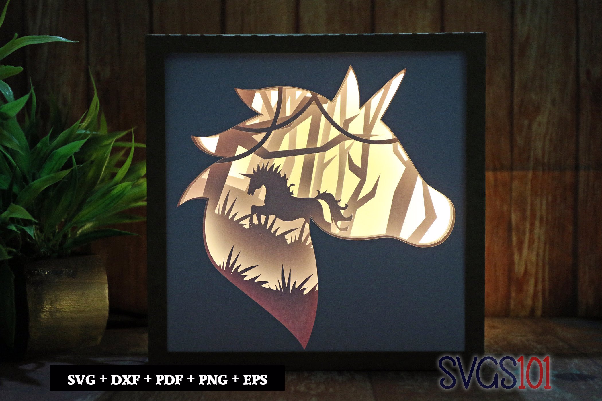 Adorable Unicorn face LED Light Box Shadow Box Square 8x8, 12x12