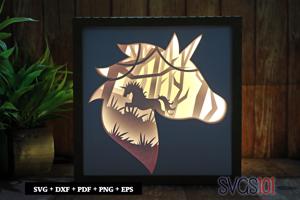 Adorable Unicorn face LED Light Box Shadow Box Square 8x8, 12x12