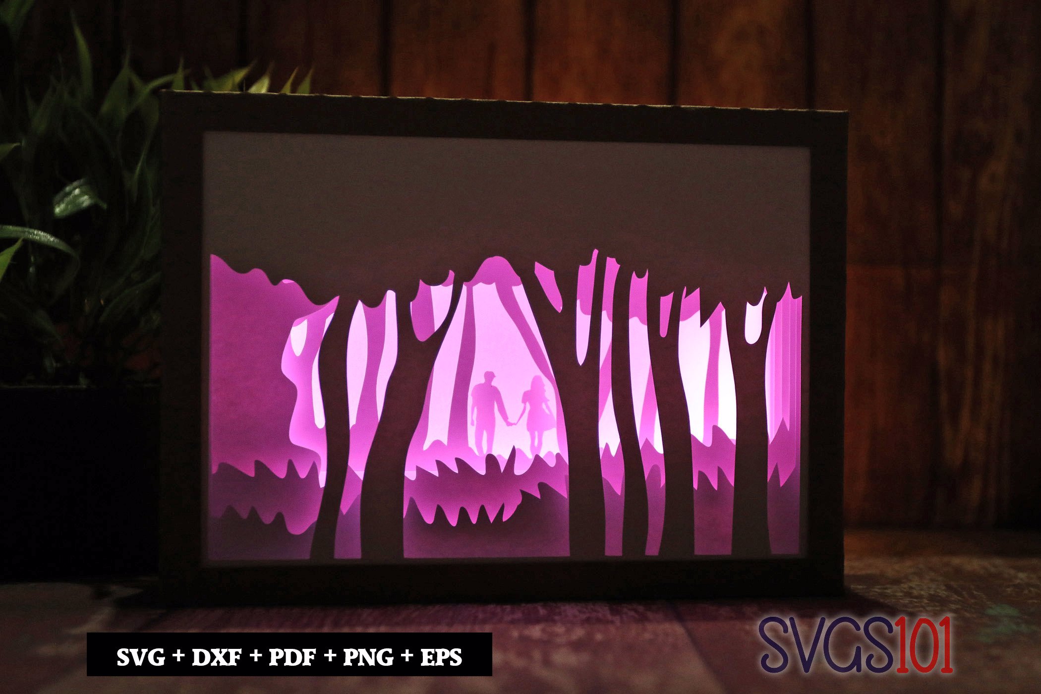 Couple Walking Holding Hands Paper 3D Shadow Box SVG 5x7