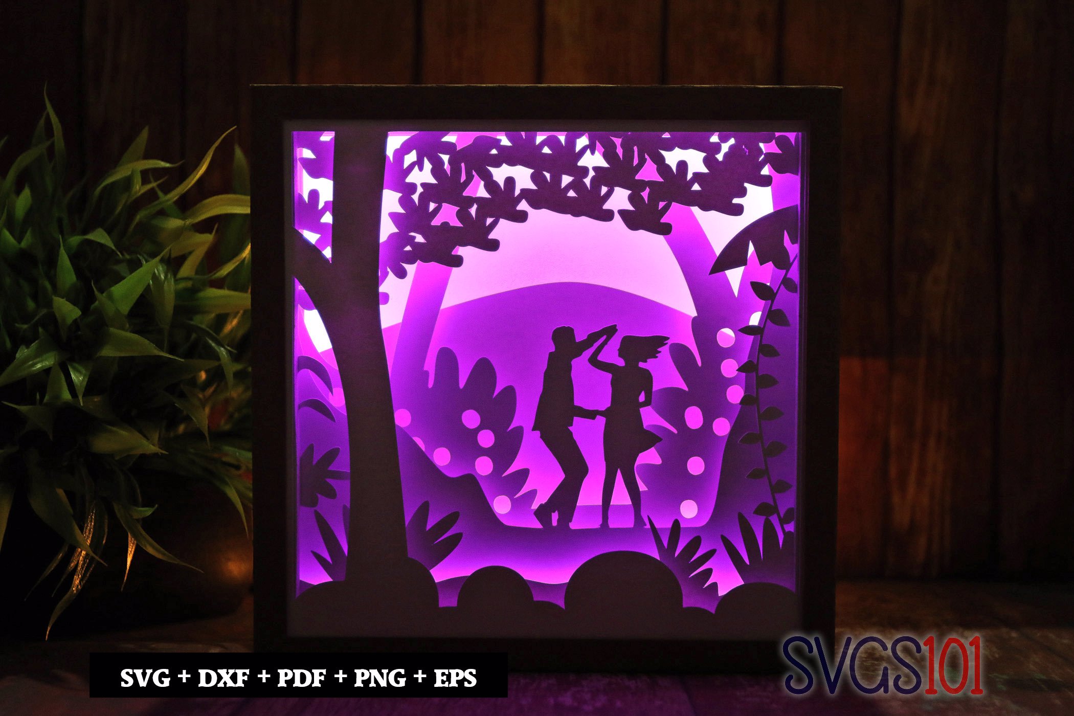 Couple Dancing Paper 3D Shadow Box SVG 8x8 12x12