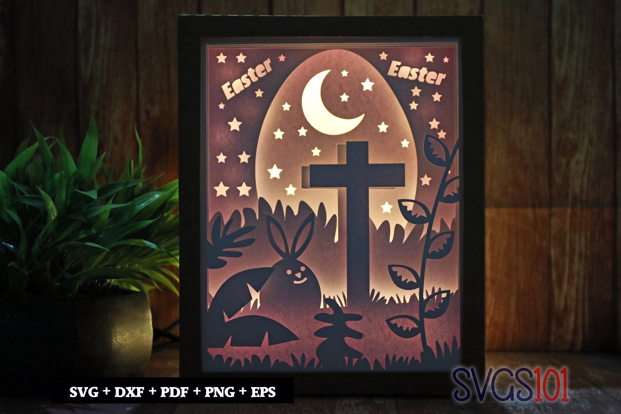 Easter Egg and Christian Cross DIY Shadow Box Light Box 8x10