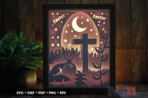 Easter Egg and Christian Cross DIY Shadow Box Light Box 8x10