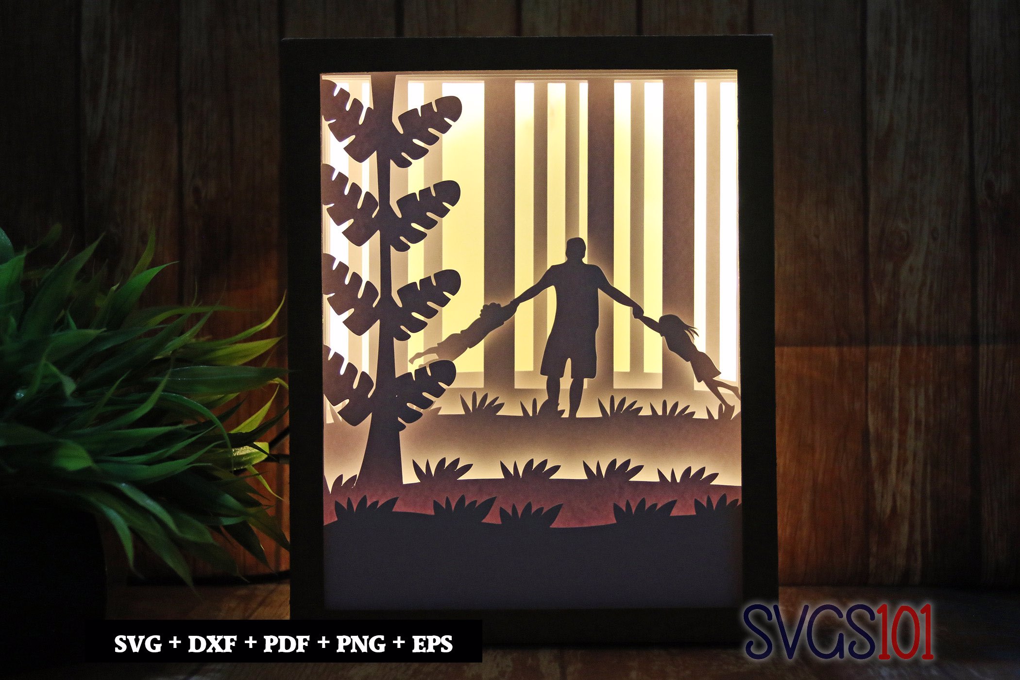Lovely Father Son and Daughter Shadow Box SVG 8x10