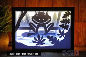 Frog in Pond Shadow Box 5x7 Rectangle