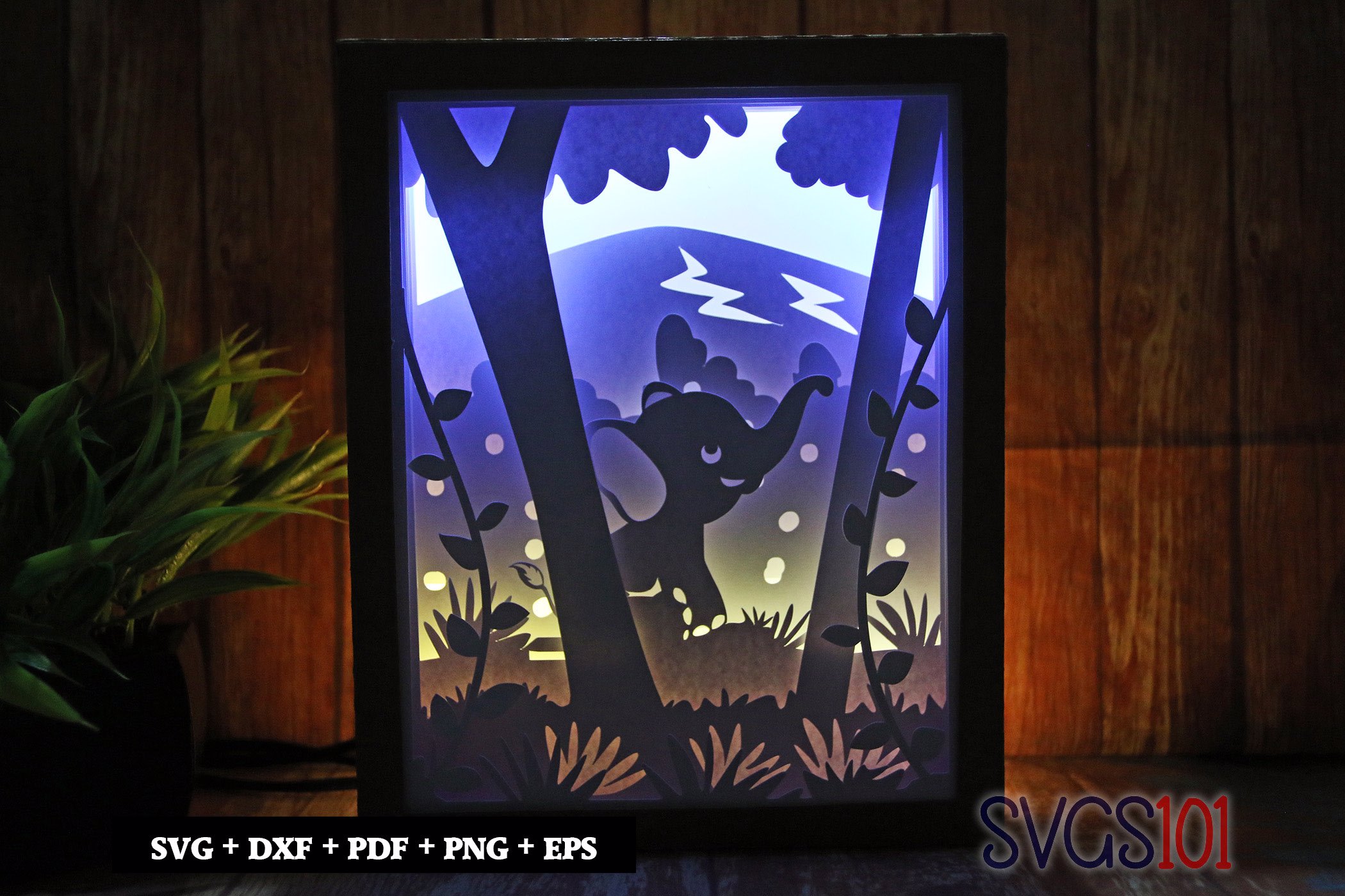 Happy Baby Elephant Shadow Box 8x10 Rectangle