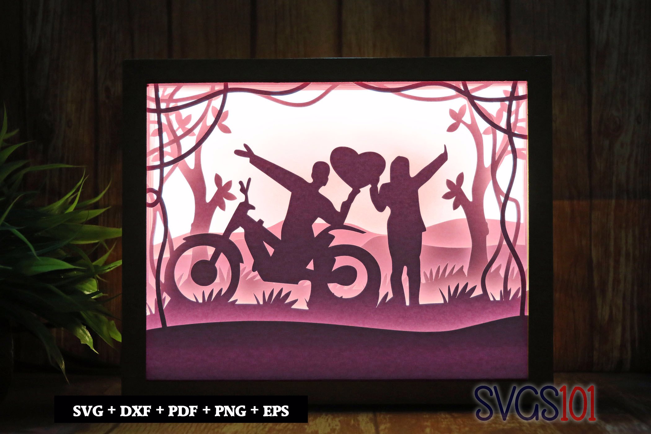 Just Married Couple DIY Shadow Box Light Box 8x10