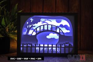 Old Wooden Bridge in the Forest Paper 3D Shadow Box SVG 5x7