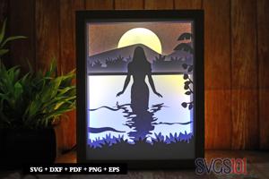 Girl Skinny Dipping Shadow Box SVG 8x10