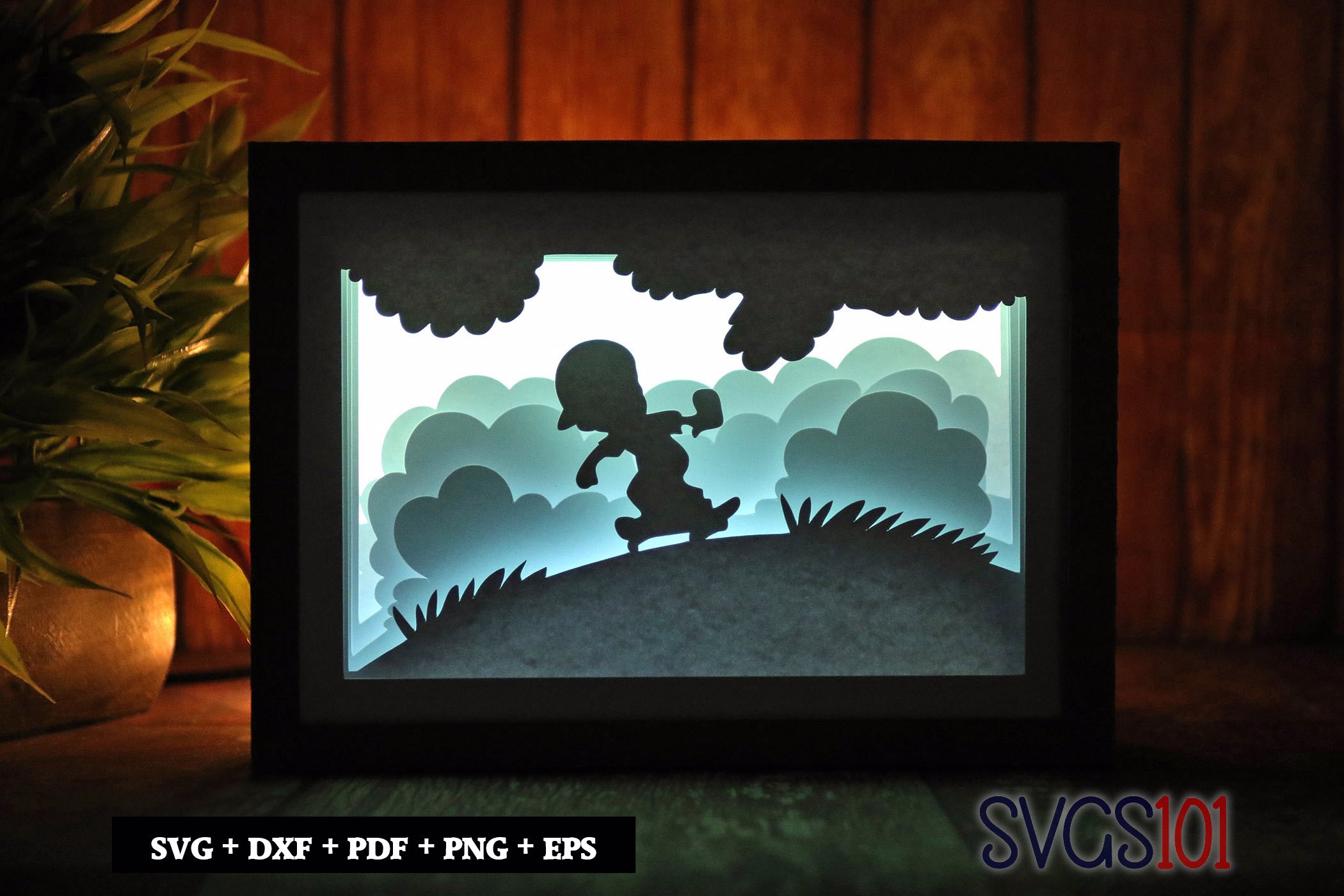 Skating Boy Paper 3D Shadow Box SVG 5x7