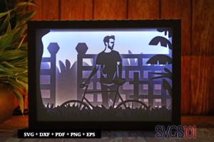 Bicycle Rider DIY Shadow Box Light Box 5x7