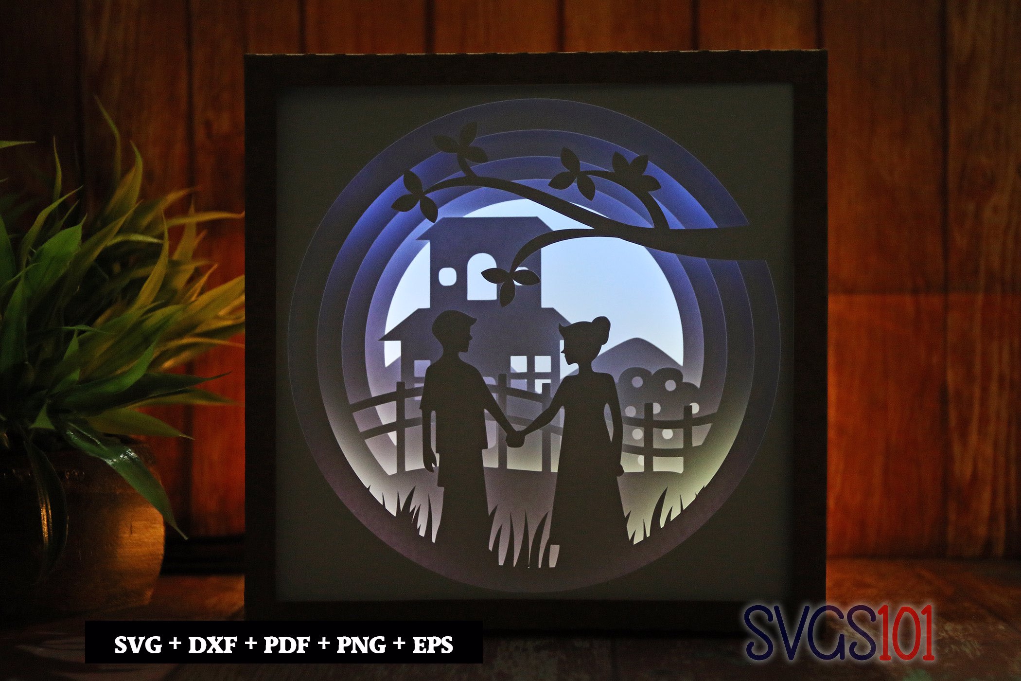 Boy Holding Girls Hand DIY Shadow Box Light Box 8x8, 12x12