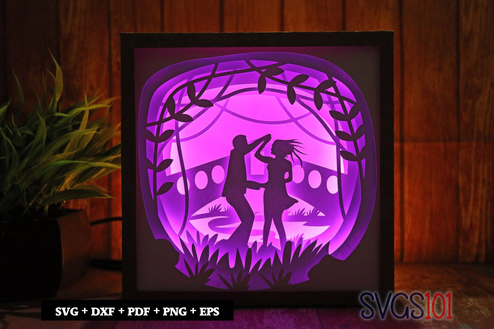 Dancing Couple Paper 3D Shadow Box SVG 8x8 12x12