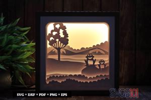Frogs on Rocks DIY Shadow Box Light Box 8x8, 12x12