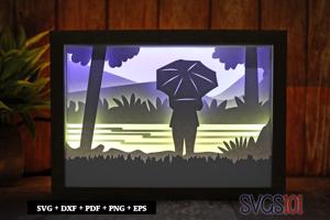 Girl Holding Umbrella DIY Shadow Box Light Box 5x7