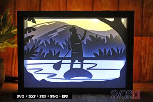Kayaking in River Shadow Box SVG 5x7
