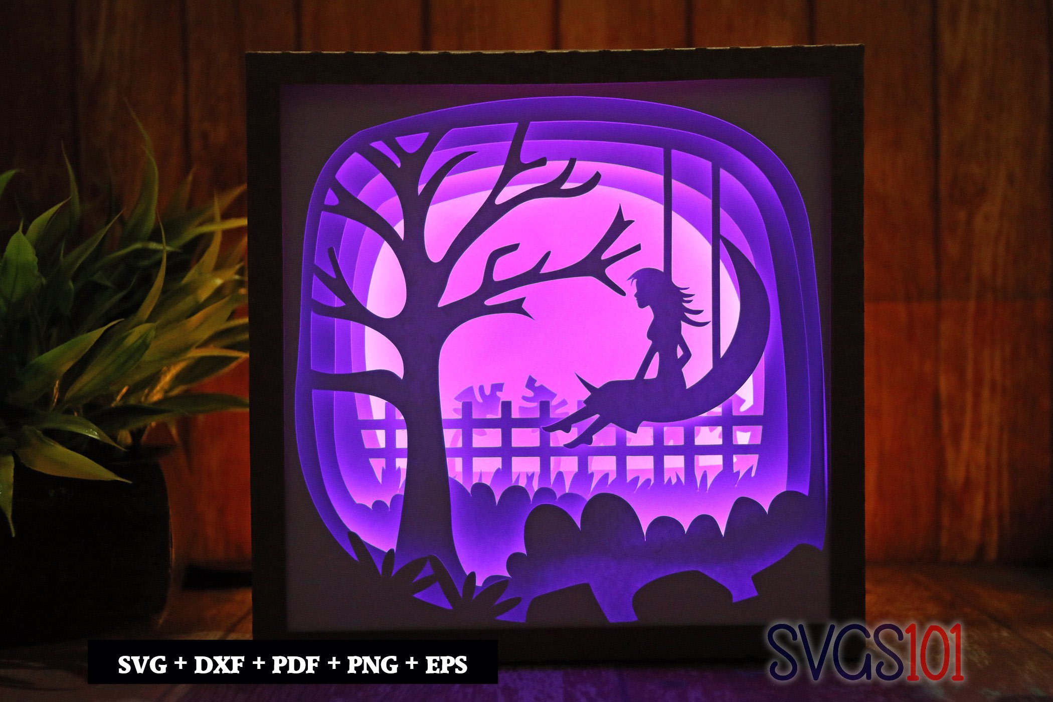 Lovely Girl swinging on a Swing Shadow Box Light Box 8x8, 12x12