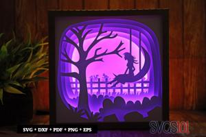 Lovely Girl swinging on a Swing Shadow Box Light Box 8x8, 12x12