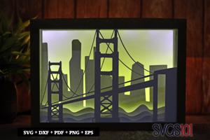 Golden Gate Bridge Shadow Box 5x7 Rectangle