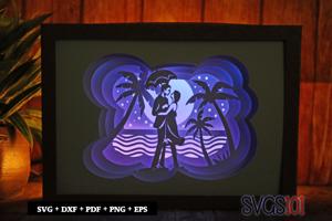 Romantic Couple Beachside DIY Shadow Box Light Box 5x7