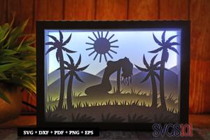 Beautiful Woman under Sun Paper 3D Shadow Box SVG 5x7