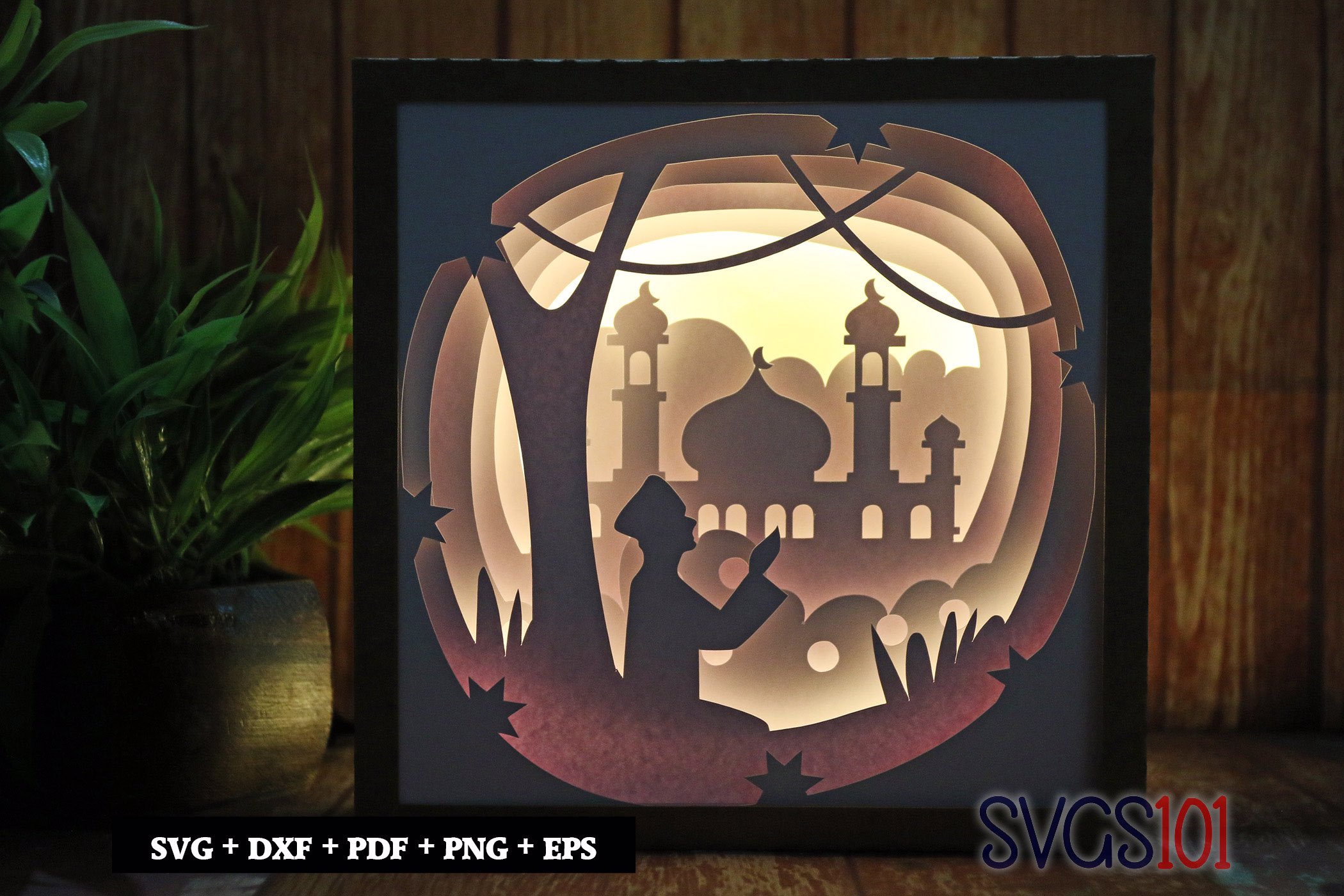 Man Praying Square Shadow Box SVG 8x8 10x10 12x12