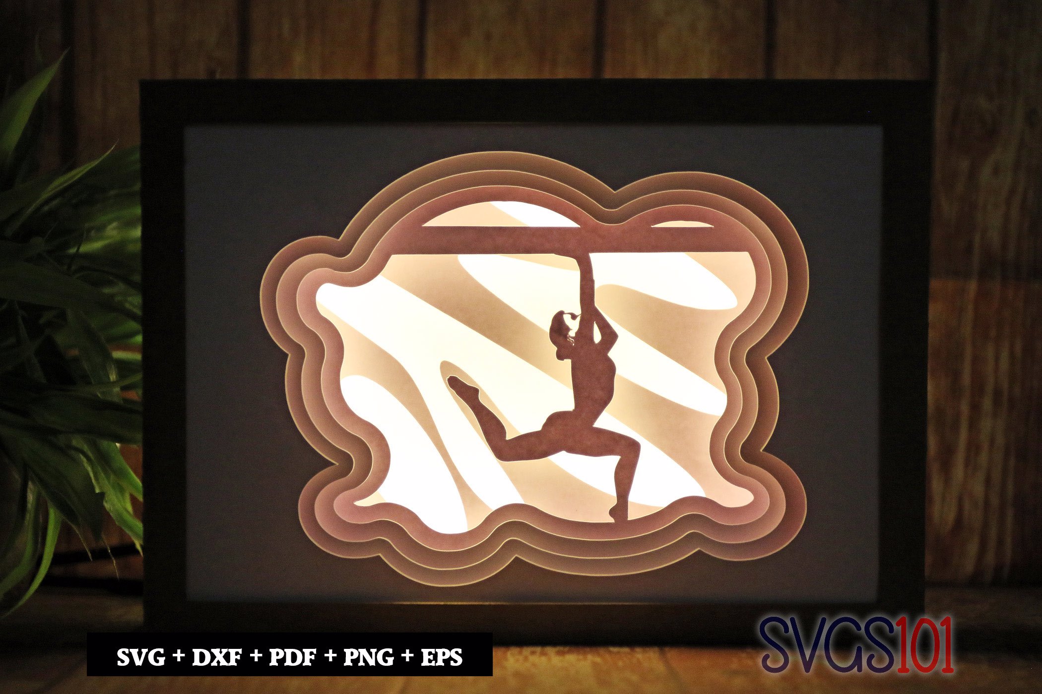 Gymnast doing Aerobics Light Box SVG 5x7 Landscape