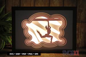 Gymnast doing Aerobics Light Box SVG 5x7 Landscape