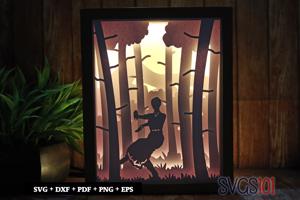 Dancer Performing Bharatanatyam Paper 3D Shadow Box SVG 8x10