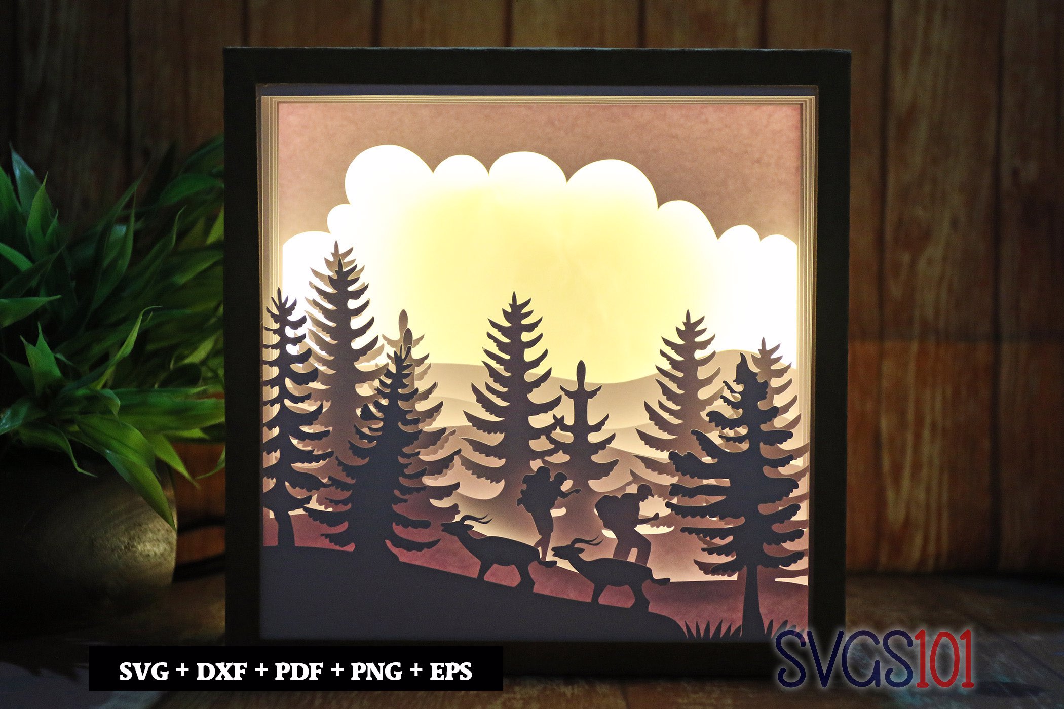 Boys Hiking Shadow Box Light Box 8x8, 12x12