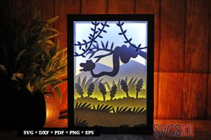 Long Snake on Tree Shadow Box SVG 5x7