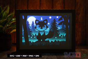 Baby Fox Sitting Shadow Box SVG 5x7