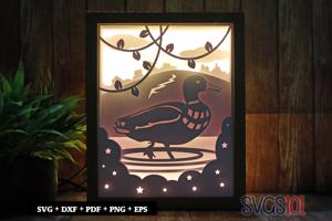 Duck in River Shadow Box SVG 8x10