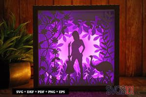 Girl Holding Guitar DIY Shadow Box Light Box 8x8, 12x12