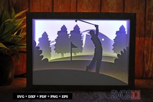 Golfer Playing Shadow Box 5x7 Rectangle