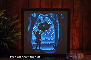 Girl with Umbrella Shadow Box Light Box 8x8, 12x12