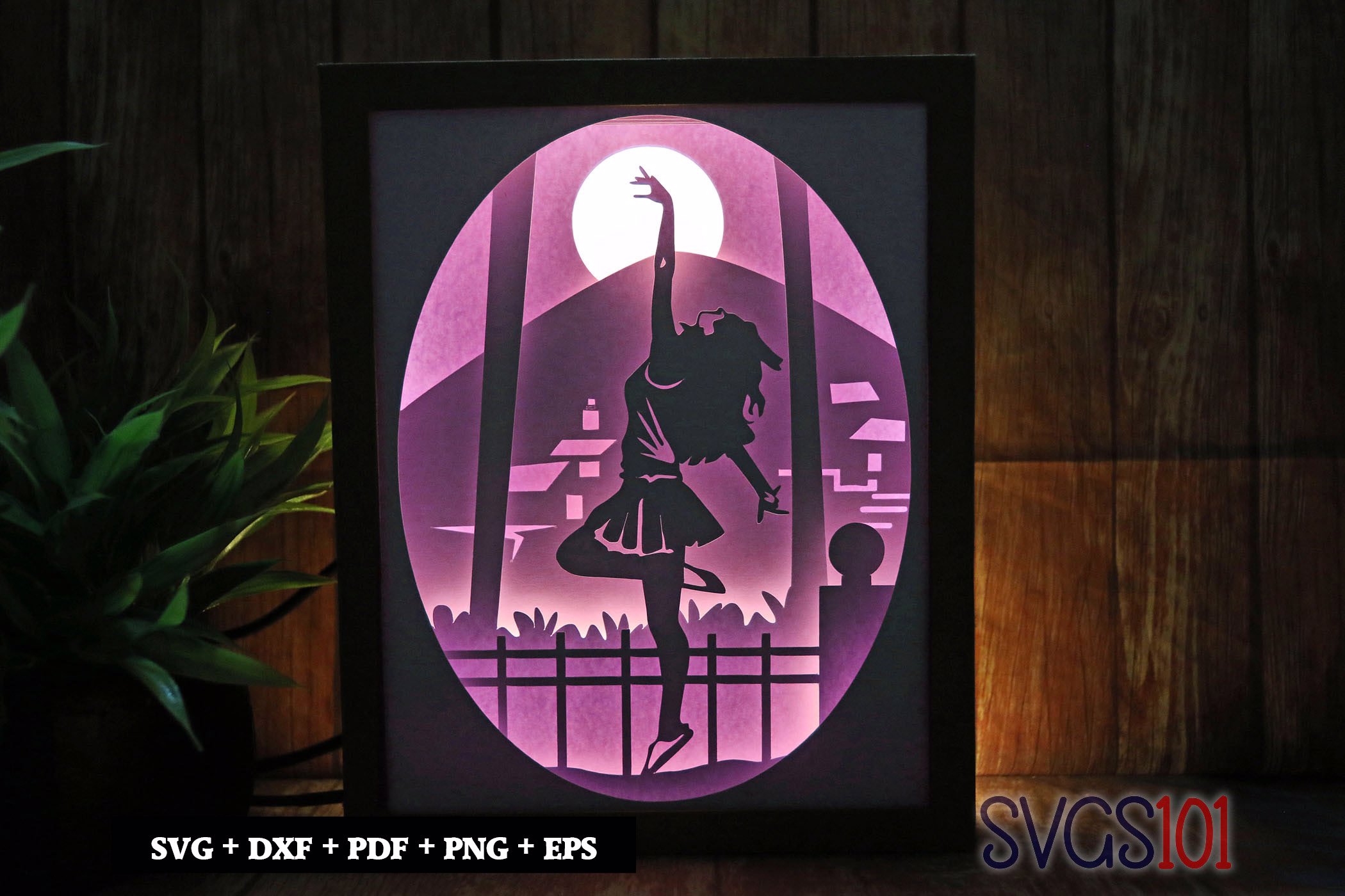 Happy Girl Dancing Paper 3D Shadow Box SVG 8x10