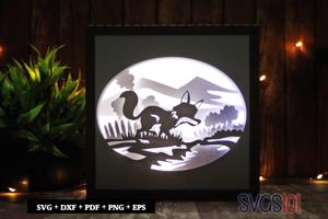 Baby Fox in Jungle Square Shadow Box SVG 8x8 10x10 12x12