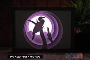 Bird Sitting on Branch Light Box SVG 5x7 Landscape