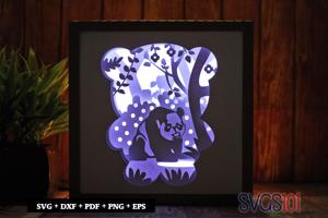 Playful Panda in Jungle DIY Shadow Box Light Box 8x8, 12x12