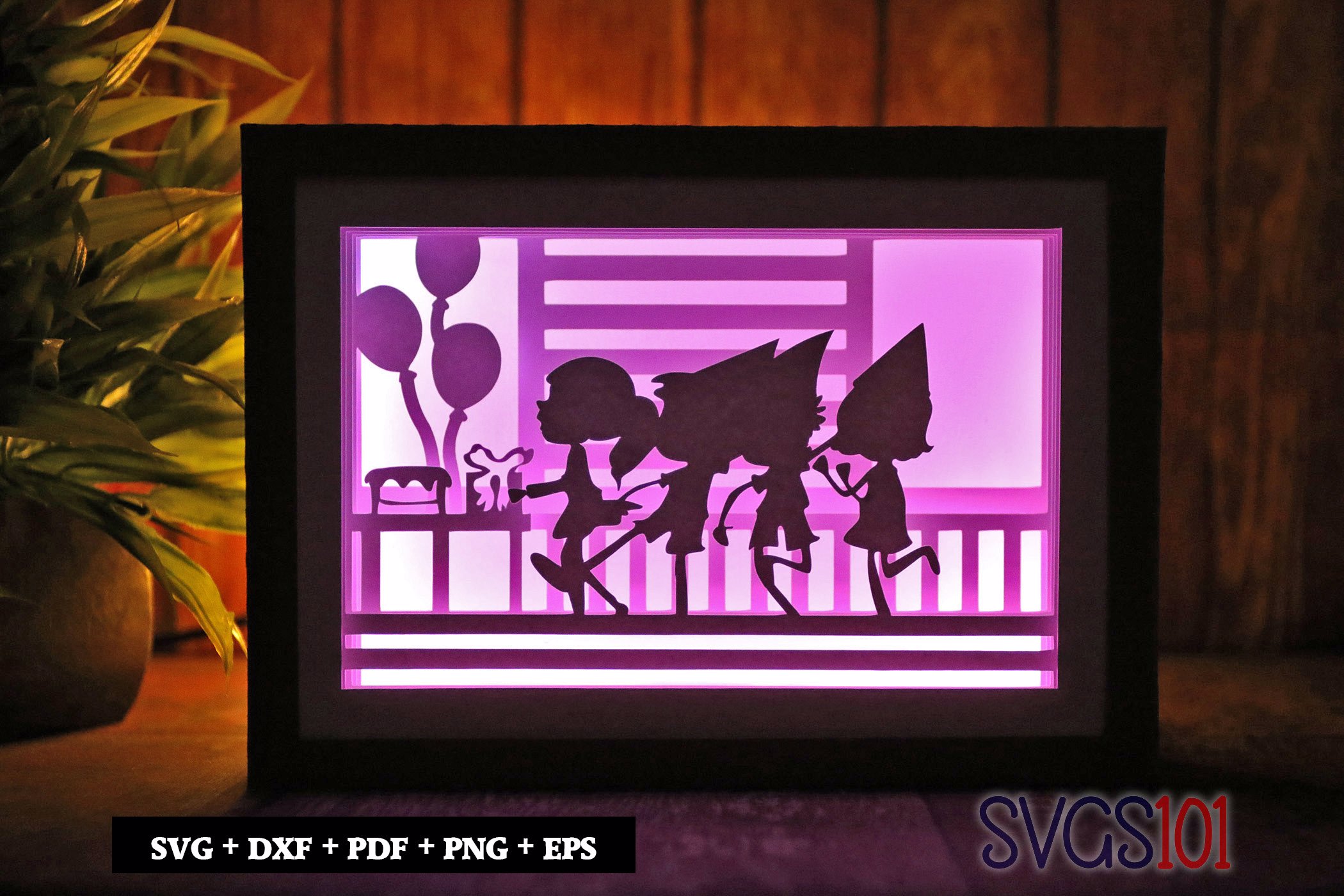 Party Scene Paper 3D Shadow Box SVG 5x7