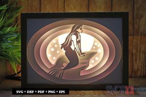 Alone Mermaid Light Box SVG 5x7 Landscape