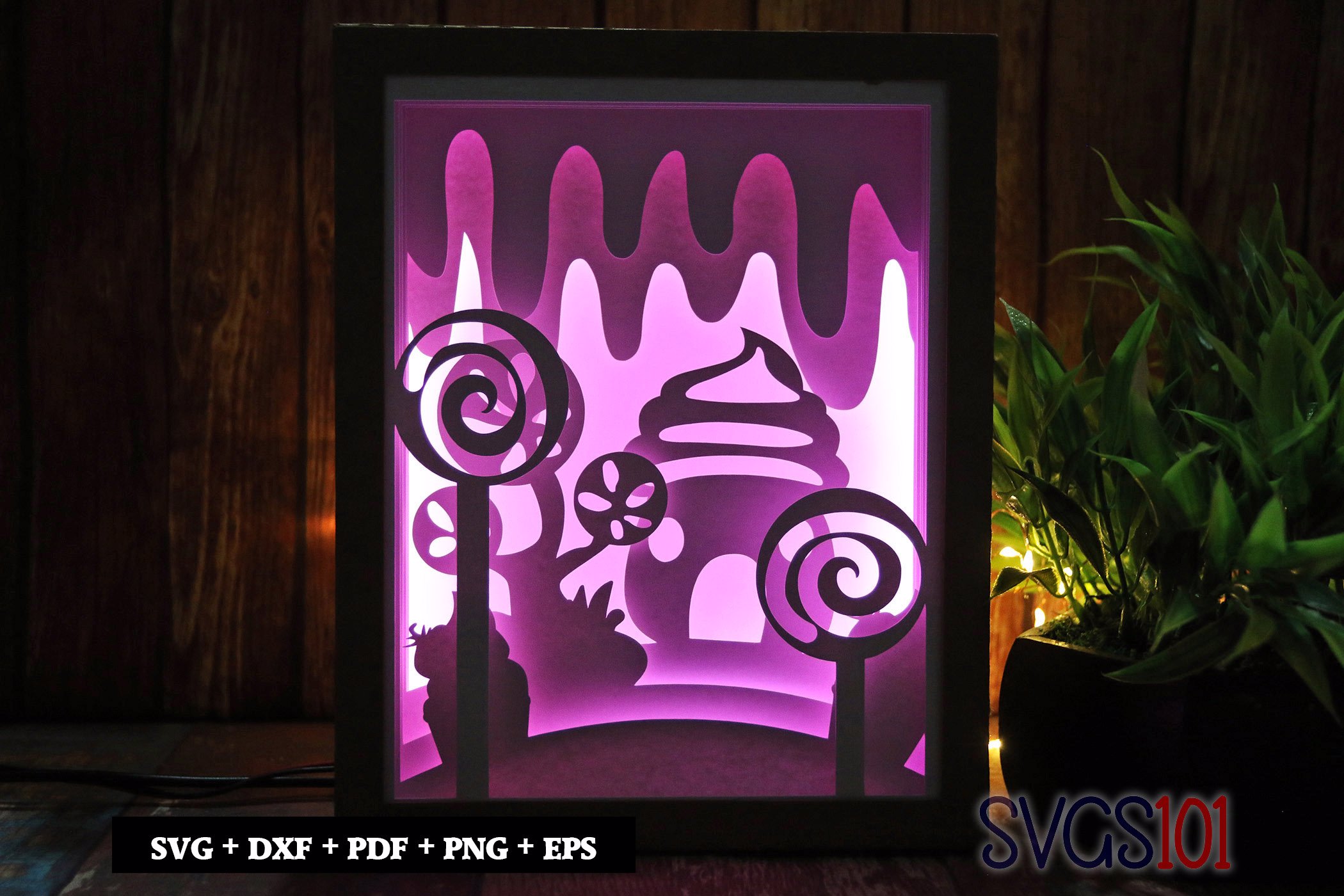 Candy House Paper 3D Shadow Box SVG 8x10