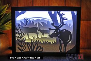 Wild Reindeer Shadow Box SVG 5x7